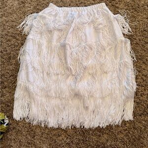 Elegant White Fringe Skirt
